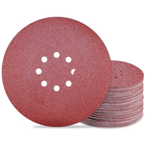 9 inch Sanding Discs 80 Grit 8 Holes Hook and Loop Sandpaper for Drywall Sander 60Pack - style: 80 Grit