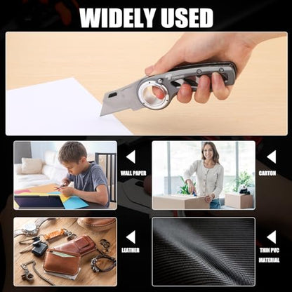 Tondiamo 2 Pcs Folding Pocket Utility Knife Box Cutter, Gray - color: Gray