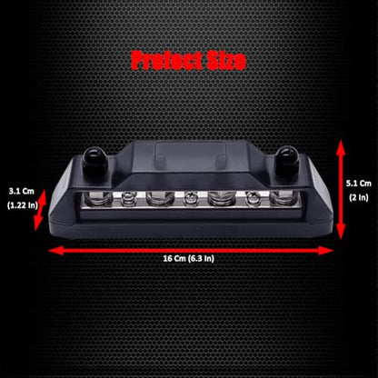 Ampper 4 x M8 Posts Power Distribution Block BusBar 6 M4 Screws, 6.3" Black - color: Black, size: 4M8+6M4