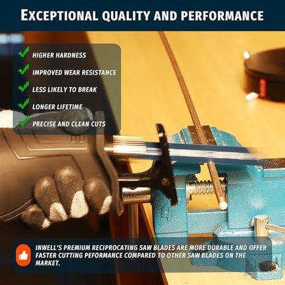 6 Inch Reciprocating Saw Blades, 14/18 TPI Bi-Metal for Metal Cutting, 25-Pack Durable Reciprocating Blades - color: 6inch 25pcs