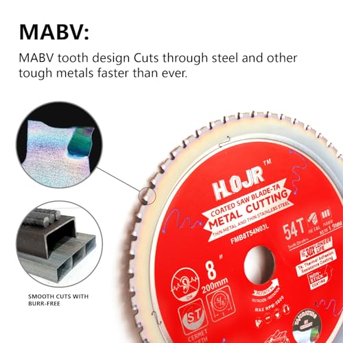 Dia 8"(200mm) 54-Tooth Arbor 1" Metal Cutting Circular Saw Blade, for Steel and Stainless Steel,The Cutting Head uses a Special Anti-Heat Sticking Coating,FMB 8 inch 54-Tooth 1" -TA - size: Steel 8" 54T