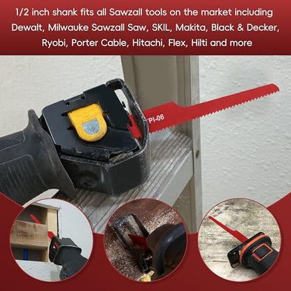 4” 14 TPI 6Pcs fit Standard 1/2" Shank Air Reciprocating Saws