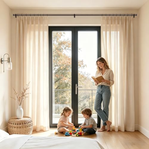TONIAL Curtain Rods for Windows, 32 to 86 Inch, Bronze, Single Drapery Rod - color: Bronze, size: 32-86"
