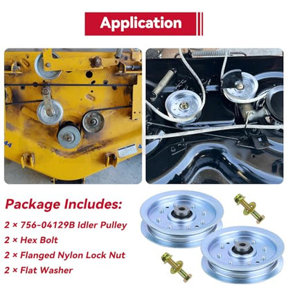 GELASKA 2 Pack 756-04129b Idler Pulley 4.25 for Cub Cadet 50 inch RZT 50 - color: A5 2x756-04129 White