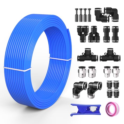 1/2 OD Inch Air Line Hose Tubing Kit Poly Airline Blue - color: Blue, size: 1/2" OD