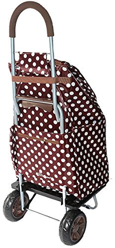 dbest products Bigger Trolley Dolly, Brown Polka Dot Shopping Grocery Foldable Cart - color: Brown Polka Dot