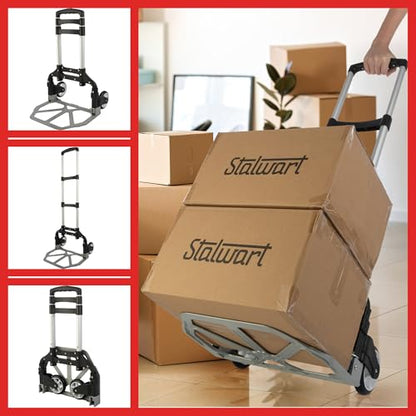 Folding Hand Truck - Dolly Cart with 154lb Capacity - Lightweight and Compact Aluminum Folding Cart with Telescoping Handle for Moving by Stalwart - size: 154lb Capacity