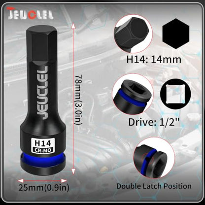 14mm Hex Impact Bit Socket, H14 1/2" Drive Allen Socket, Cr-Mo - size: 1PC | H14 14MM