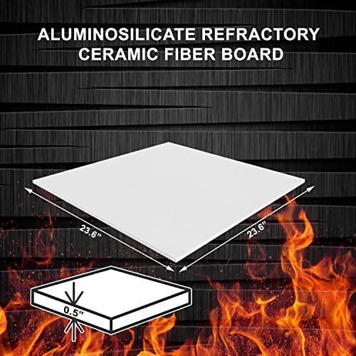 Ceramic Fiber Insulation Board - 1/2" Thick x 23.6" x 23.6", Pack of 1