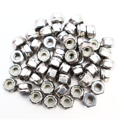 #10-24 Nylon Insert Hex Lock Nuts, 304 Stainless Steel Self-Locking Nuts, Plain Finish, 50 Pack Industrial Construction Fasteners - size: #10-24 (50 pcs)