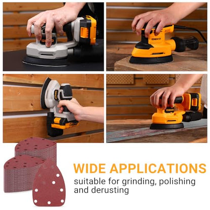 Sandpaper Sanding Discs Set: DEKOPRO 50 PCS Mouse Detail Sander Sandpaper Include 40,80,120,180,240 Grit
