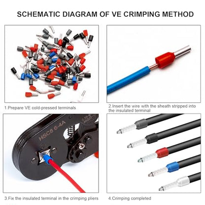 BAOMAIN 450pcs Ferrule Wire Connectors Kit, AWG 22-14 Crimp Terminals Set