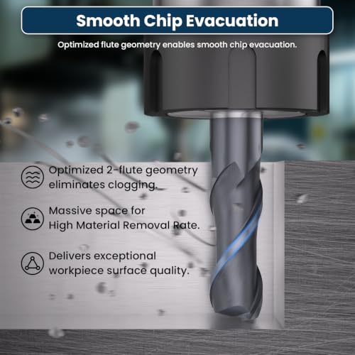 LU&MN Carbide Square End Mill, 2 Flute, 5/16", 5 Piece - size: 5/16"
