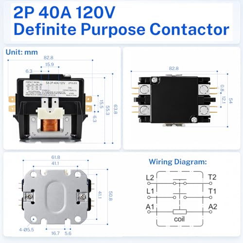 40A 2 Pole Contactor 120V Coil for AC Pump Elevator Lighting
