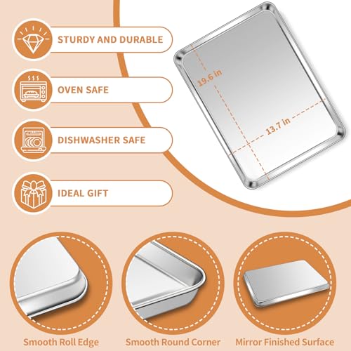 Stainless Steel Baking Sheet Pan Set of 2, Cookie Sheets 20 x 14 x 1.3 Inch - size: 20 inch