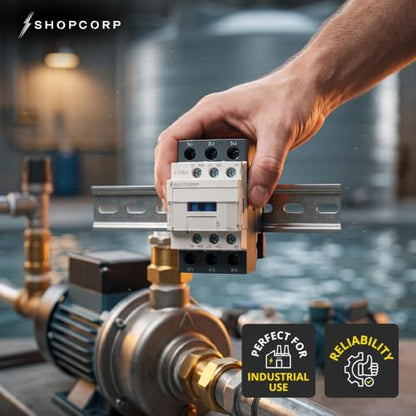 3 pole Contactor 30 Amp Normally Open IEC 660V Switch, Auxiliary 1NO/1NC - 220 / 240VAC Coil Inductive 32A and Resistive 50A, AC Contactor | Includes DIN Rail and Phillips Screws - style: 30A 220V - 1 Pack + Riel