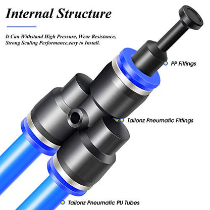 TAILONZ 1/4 Inch Push-to-Connect Fitting Pneumatic Plug PP-1/4 20Pcs - size: 1/4 Inches OD