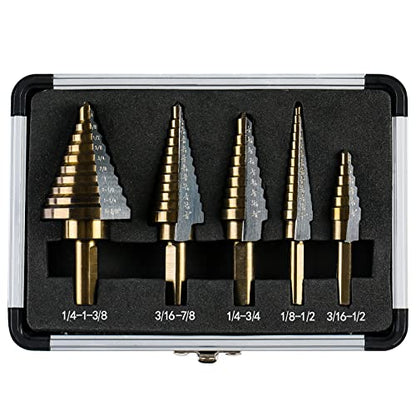 5PCS HSS Titanium Step Drill Bit Set for Metal Unibit - size: 5PCS Set
