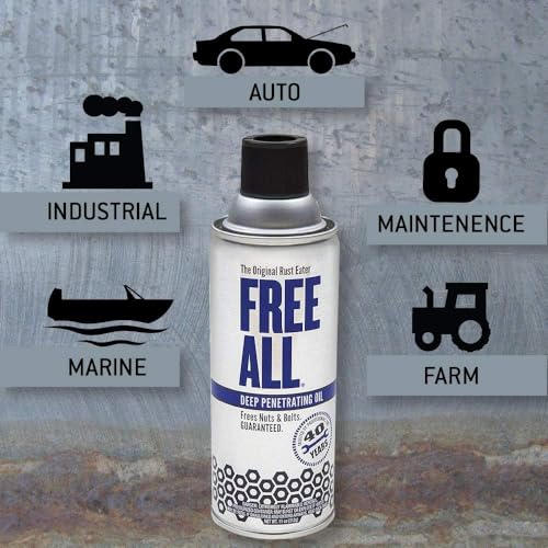 Free All Rust Eater Deep Penetrating Oil, 11 oz Aerosol – Loosens Rusted Bolts, Nuts, Pipe Connections & Locks – Industrial-Grade Rust Remover, Silicone-Free, Safe on Paint & Plastic Surfaces, 6-Pack - style: 6 Cans of 11 Ounces