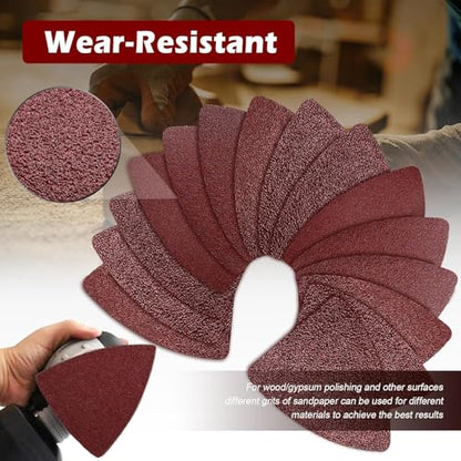 156Pcs Oscillating Tool Sanding Pads Kit, 3Pcs Triangle Sanding Pads and 3Pcs Finger Sanding Pad, 150Pcs Multitool Sandpaper Set, Grit Fit for Finishing Wood Sanding - size: 156pcs Triangle and Finger Sanding Pads