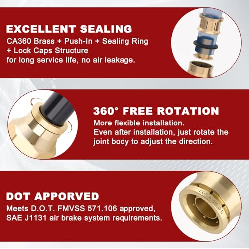 DOT Approved Male Straight Brass Union 5/8" Tube x 3/8" NPT, 4PCS - size: 5/8" OD x 3/8" NPT