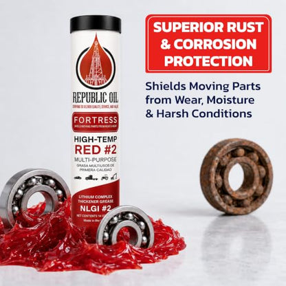 Red High Temp #2 Grease 10 x14oz Lithium Complex Multi-Purpose |Chassis | Wheel Bearings| Tacky | EP2 | Extreme Pressure | 5th Wheels | Agrilculture | Construction