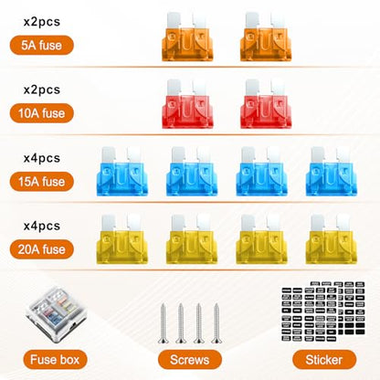 GaRhomxy 6 Way Fuse Block, 12V Marine Fuse Block with LED Warning Indicator, Waterproof Boat Fuse Panel & Power Distribution Block, 12-24V DC Fuse Box for Car Marine RV Truck Van ATO/ATC - size: 6 Way