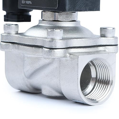 U.S. Solid 3/4" Stainless Steel Solenoid Valve -110V 120V AC, Normally Closed, 145 PSI Electric Valve for Water, Air, Diesel - size: 0.75 Inch