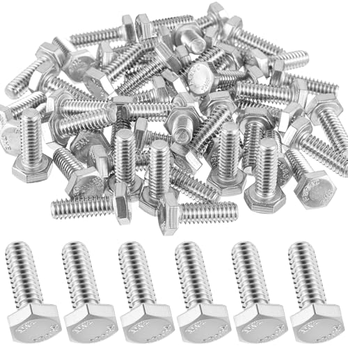 Zonon 50 Pcs 1/4-20 x 3/4" Hex Head Screw Bolt, Silver - color: Silver, size: 1/4-20 X 3/4"