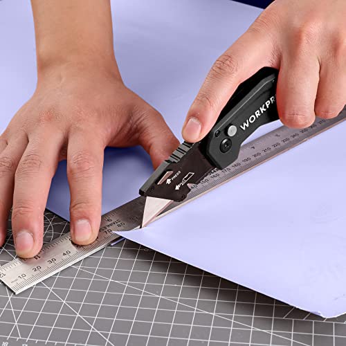 WORKPRO Folding Utility Knife with 10 Blades, Black - color: Black