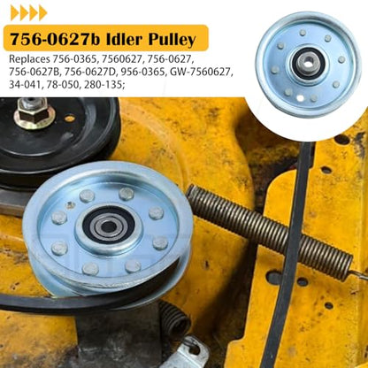 2 Pack 756-0627D Idler Pulley for Cub Cadet LT1046 LT1500 Tractors - color: L11 2x756-0627