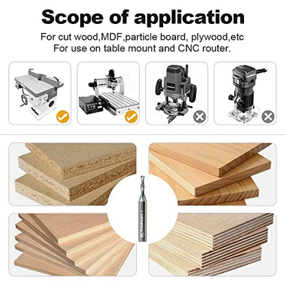 FivePears Up Cut Spiral Router Bit for CNC, 1/8 inch Cutting Diameter and 1/2 inch Cutting Length 1/4 inch Shank Carbide End Mill Router Bit for Wood Carving Engraving Grinding Grooving - size: 1/8" Dia - 1/2" CL - 1/4" Shank, style: Up Cut