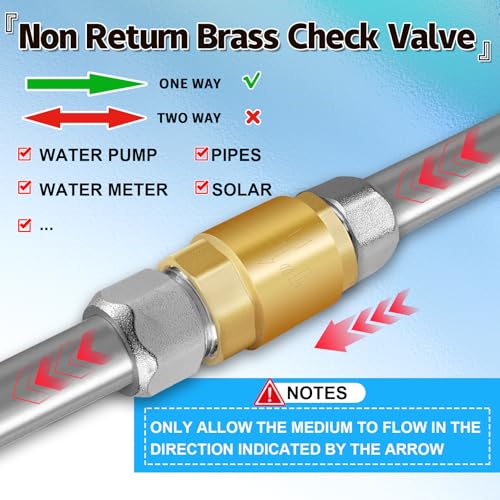 Boltigen 3/4" Brass Check Valve, NPT Spring One-Way Backflow Preventer - size: 3/4" Female * 3/4'' Male