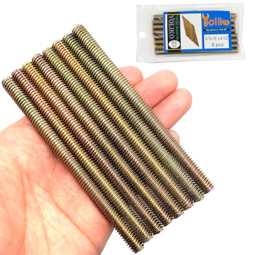 8pcs Color Zinc Fully All Threaded Rod Carbon Steel Long Thread Screw 5/16x4-1/2 for Furniture Garden Railing Mounting Assembly Fastening Steel Frame Connection Full Thread Rod for Furniture - size: Color-Zinc 5/16x4-1/2 Inch-8P