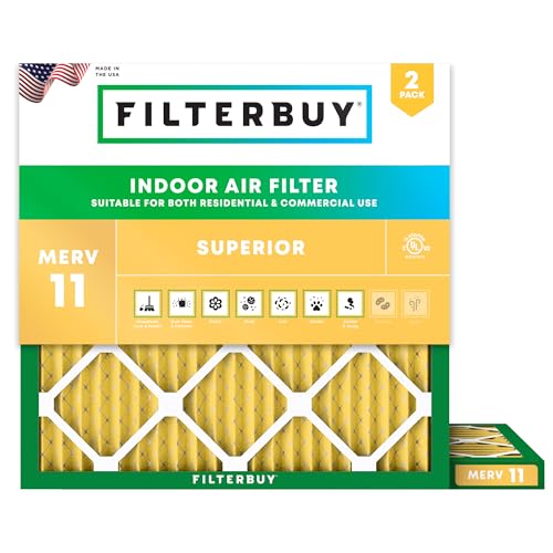 Filterbuy 21.25x21.25x1 Air Filter MERV 11 Pet & Allergy Defense (2-Pack) - size: 21.25x21.25x1