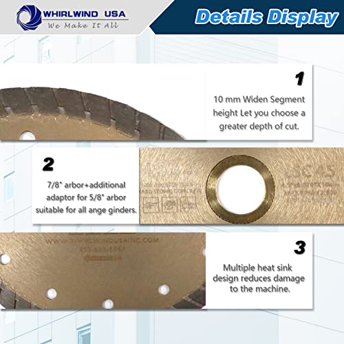 LSC 4.5 inch Dry or Wet Cutting General Purpose Continuous Turbo Angle Grinder Diamond Saw Blades for Concrete Masonry Brick Stone(4.5) - size: 4.5" LSC
