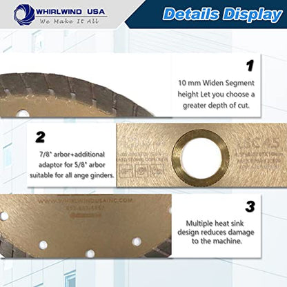 LSC 4.5 inch Dry or Wet Cutting General Purpose Continuous Turbo Angle Grinder Diamond Saw Blades for Concrete Masonry Brick Stone(4.5) - size: 4.5" LSC