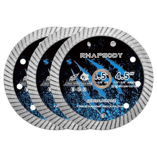 RHAPSODY 4 1/2Inch Diamond Saw Blade 3pcs,Continuous Turbo Rim Blade - size: 4.5''-3pcs