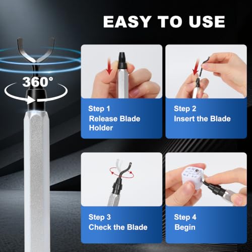 Deburring Tool with 10 HSS Blades and Silver Aluminum Handle, 360° Rotary Reamer for 3D Printing and Metal Edge Finishing, High-Speed Steel Tool for PVC, Copper and Resin - color: Silver