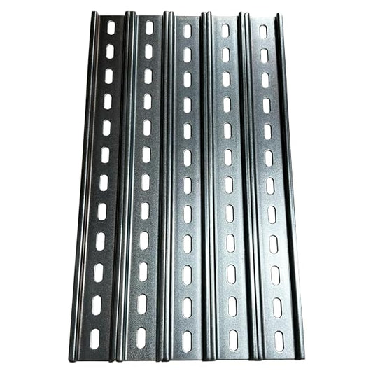 International Connector T&G 5 Pieces DIN Rail Slotted Zinc-Plated Steel RoHS 35mm Wide 7.5mm High (11") - size: 11"