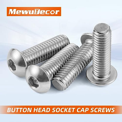 M8-1.25 x 16mm Button Head Socket Cap Screws, Stainless Steel 18-8, Bright Finish, Fully Threaded, Allen Socket Drive, 50 PCS - size: M8 x 16mm