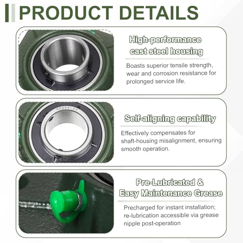 uxcell UCF206-20 Pillow Block Bearings,1-1/4 inch Bore(ABEC3) - size: UCF206-20 (1-1/4 inch)