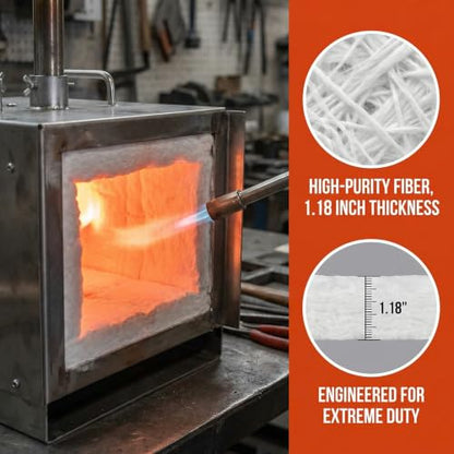 Ceramic Fiber Insulation Blanket 24"x15.7"x1.18", 2700°F Fireproof - color: 24'' x15.7'' x1.18'' /1 Piece