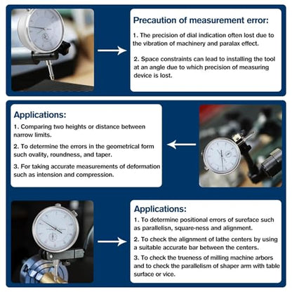 0-1.0" Dial Indicator with Magnetic Base， Adjustable Long Arm Magnetic Dial Indicator Professional Dial Gauge 0.001"