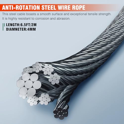 4T Come Along Winch, 8800lbs Pulling Capacity, 10ft Steel Cable - size: 4T-8810lbs-10FT-3Hook