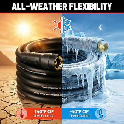 Garden Hose 100ft x 5/8", NON-EXPANDABLE Heavy Duty Premium Flexible Hose - color: Black, size: 100ft