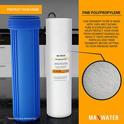 Max Water 5 Micron 20 x 4.5 Sediment Filter 20 inch Replacement Cartridge - size: 10 Counts, style: 5 Micron