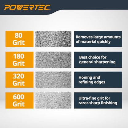 POWERTEC CBN Grinding Wheel 8 Inch 600 Grit, 1-1/4" Wide, 5/8" Arbor – 4-in-1 CBN Sharpening Wheel with 1/4" Radius Edge and Side Face for Bench Grinder (15706) - style: CBN, 8" x 1-1/4", 600 Grit, 5/8" Arbor