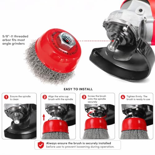 HOMO FABER 12 Pack Wire Wheel Brushes for Angle Grinder, 4-1/2", 5/8"-11