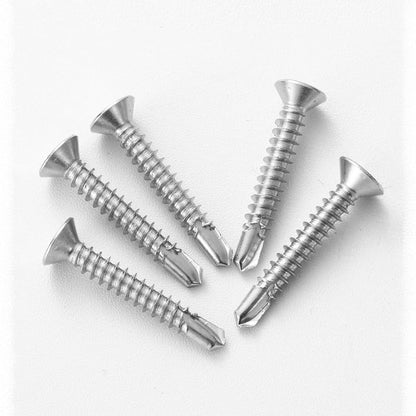 #10 x 2-1/2" (50 Pack) Flat Head Sheet Metal Screws Self-Tapping Screw Phillips Head Self Drilling Screws, 410 Stainless Steel - size: #10 x 2-1/2''